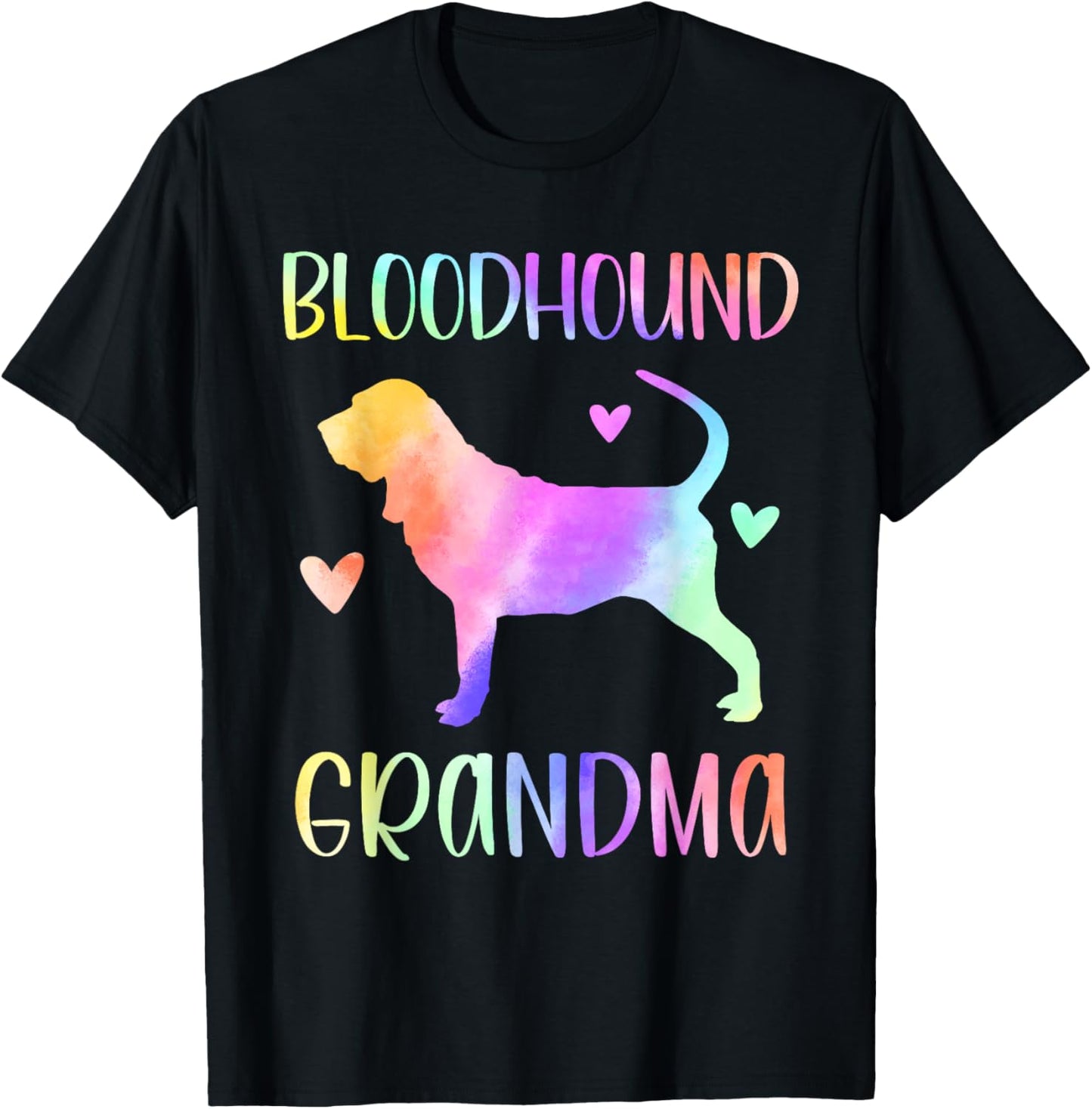 Bloodhound Grandma Blood Hound Nana Rainbow Watercolor T-Shirt - T-Shirt | Black