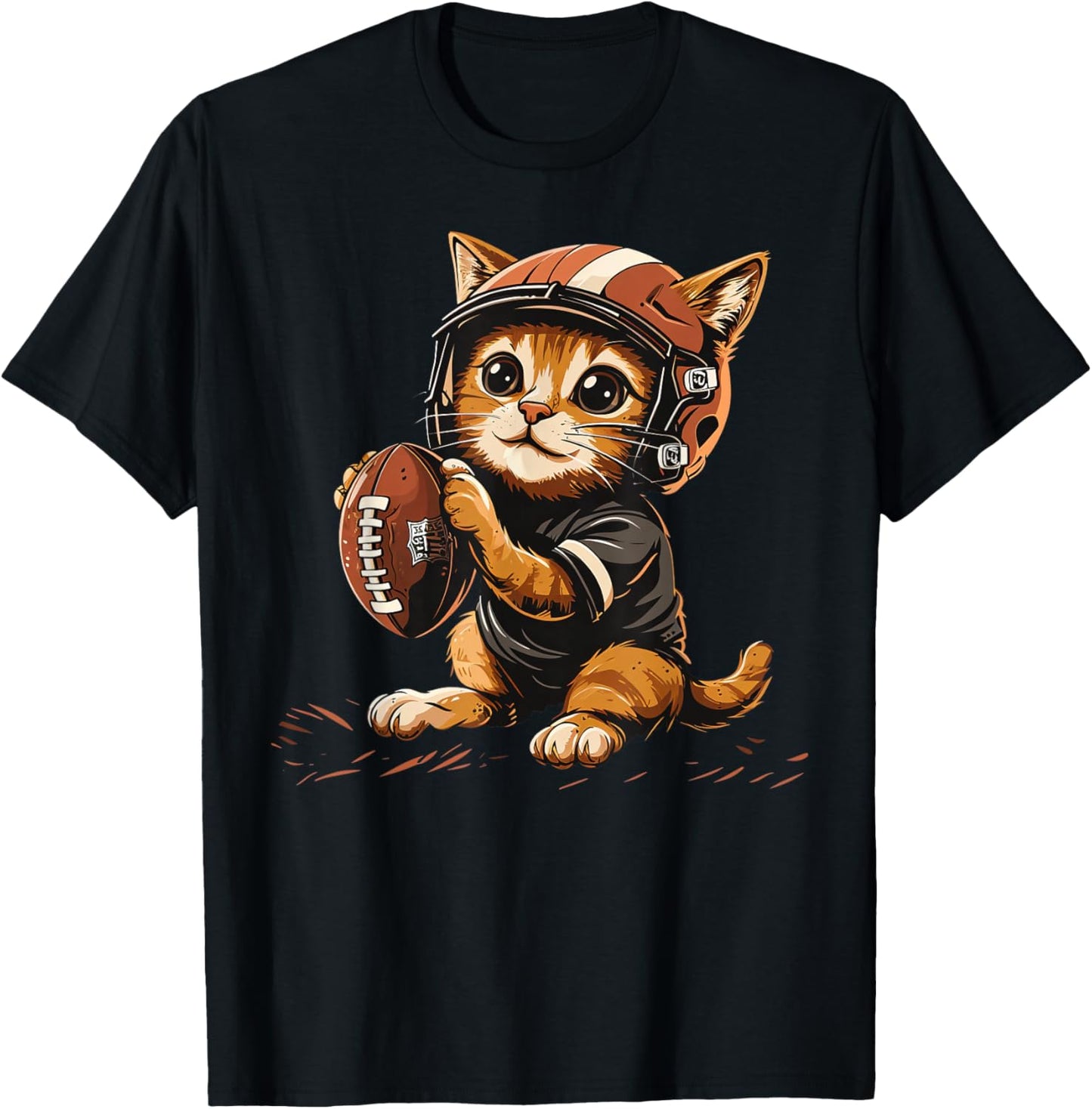 Cute Football Cat on Football player Women Kids T-Shirt - T-Shirt | Black