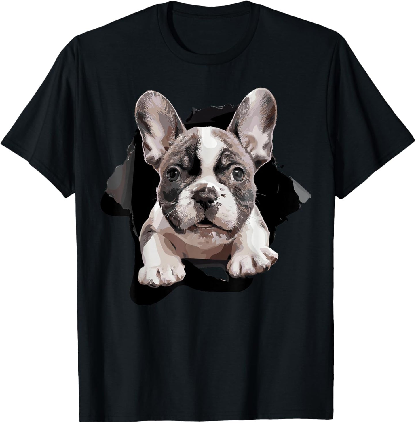 French Bulldog Puppy Funny Torn Puppies Dogs Parents T-Shirt - T-Shirt | Black