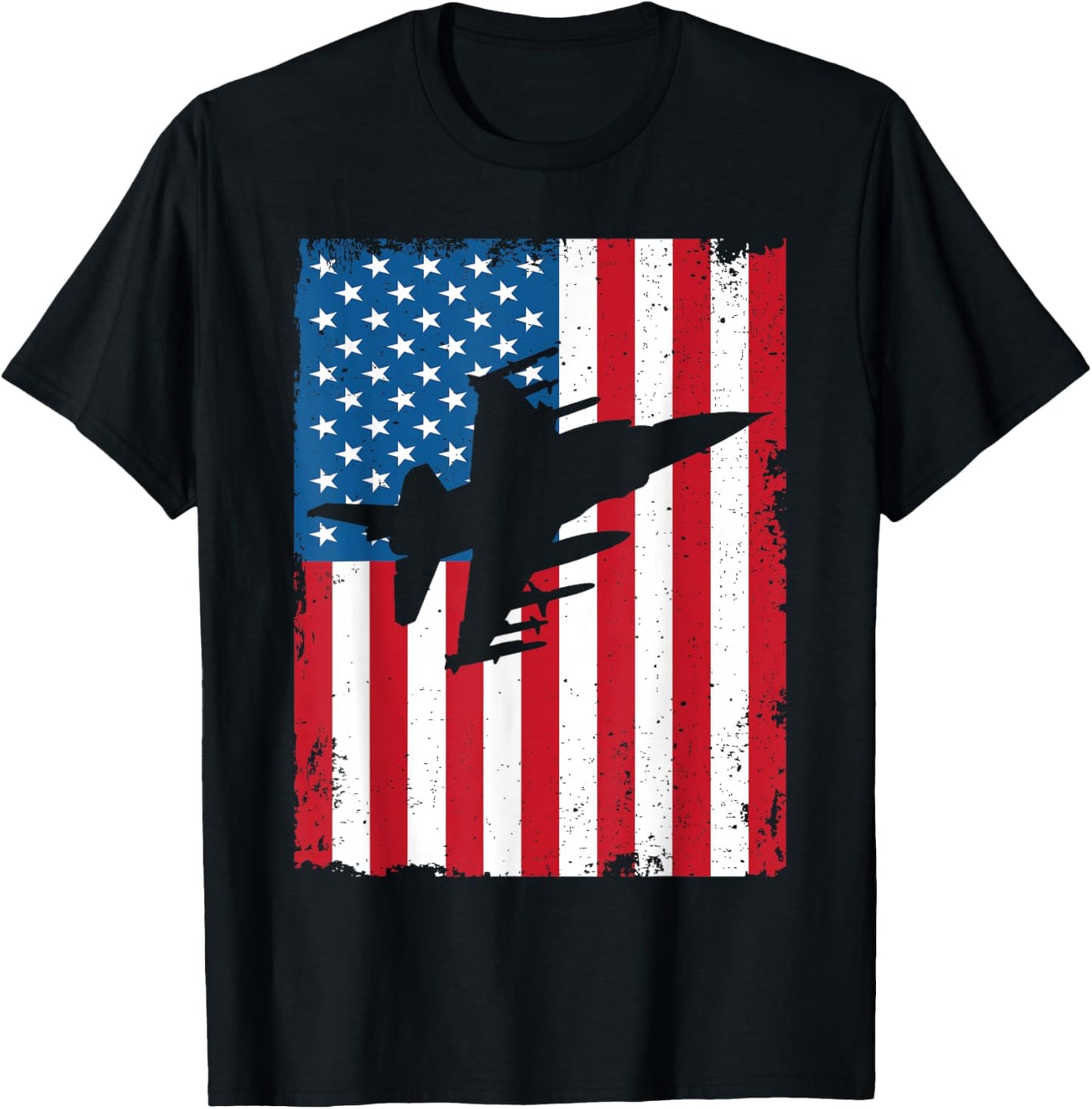 Patriotic 4th Of July F 16 Aircraft American Flag Boys Kids T-Shirt - T-Shirt | Black