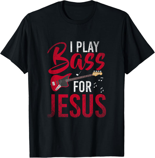Christian Bassist Bass Player Jesus Bass Guitar T-Shirt - T-Shirt | Black