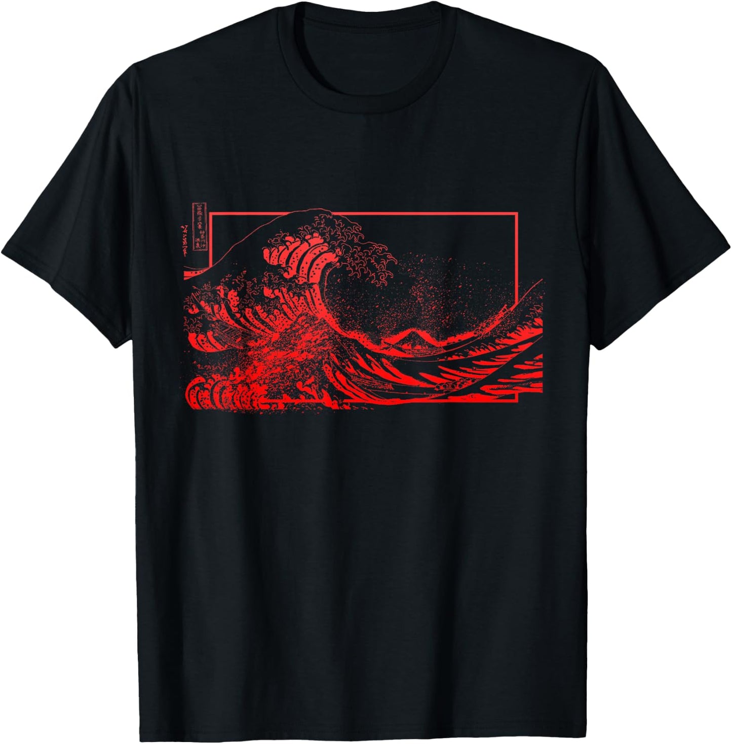 Red Great Wave off Kanagawa Red Graphic T-Shirt - T-Shirt | Black