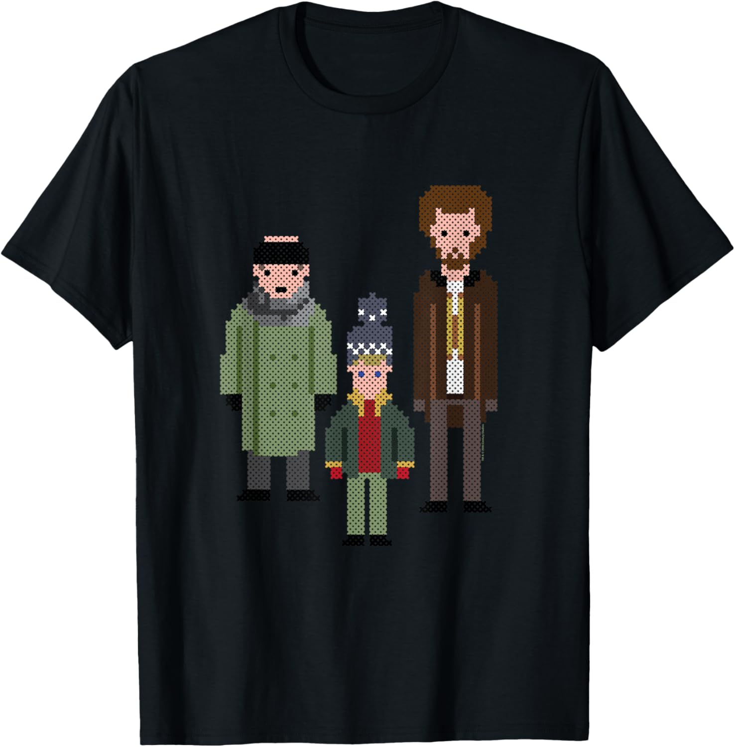 Home Alone Kevin and The Wet Bandits Cross-Stitch Pattern T-Shirt - T-Shirt | Black