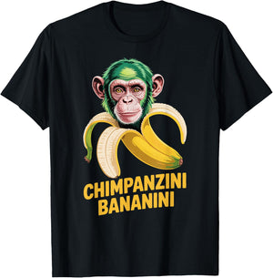 Watercolor Monkey Meme Italian Brainrot Chimpanzini Bananini T-Shirt - T-Shirt | Black