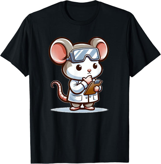 Cute Mouse Scientist T-Shirt - T-Shirt | Black