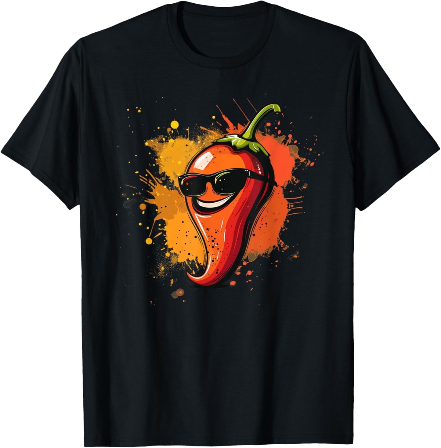 Chili Sunglasses Face for spicy and hot Food Lovers T-Shirt - T-Shirt | Black