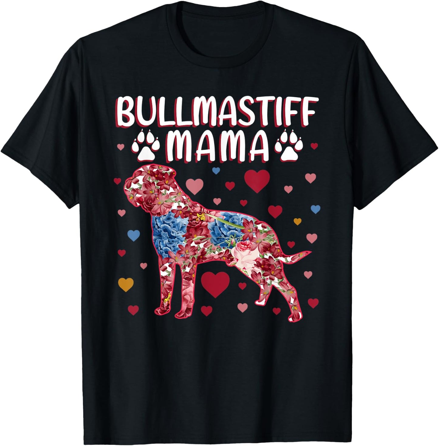 Flowers Bullmastiff Mama T-Shirt - T-Shirt | Black