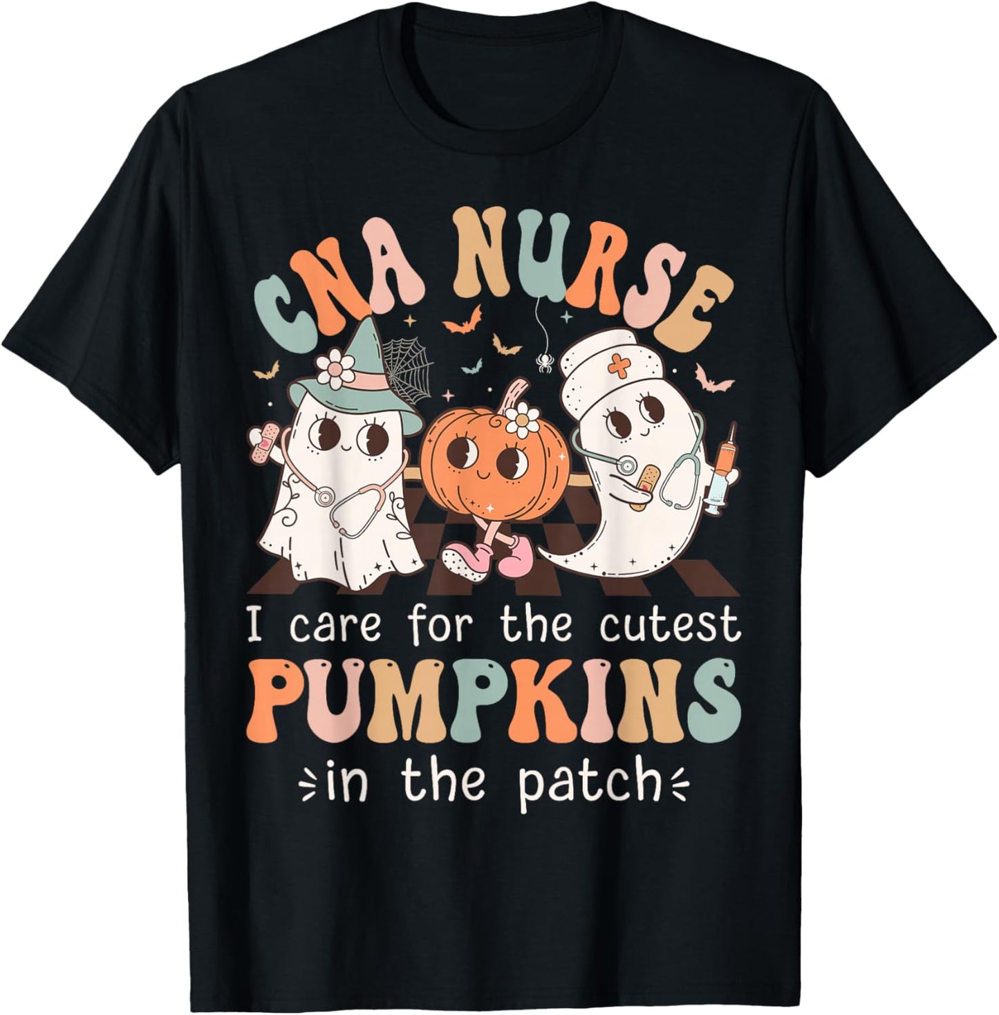 Groovy CNA Boo Crew Funny Nursing Assistant Halloween T-Shirt - T-Shirt | Black