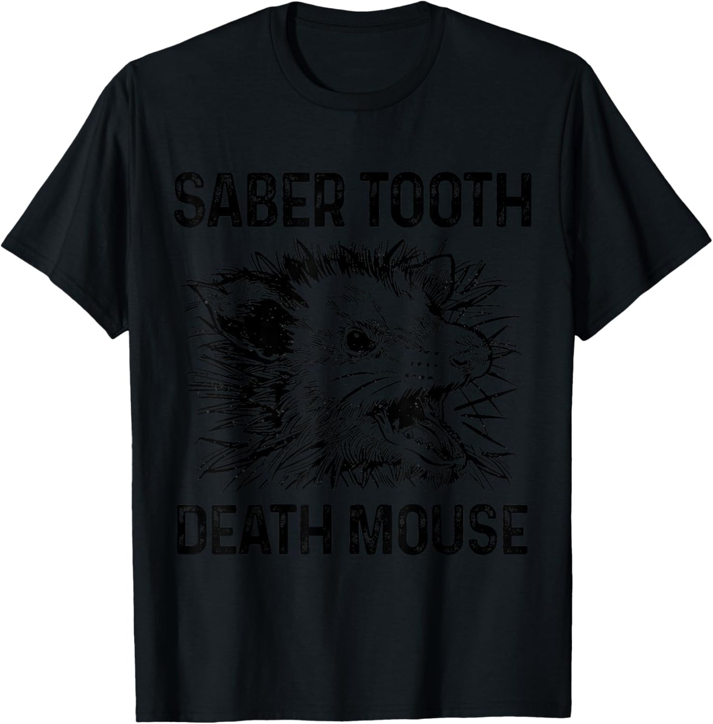 Opossum Saber Tooth Death Mouse Funny Possum T-Shirt - T-Shirt | Black