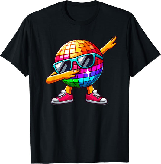 LED 70s Disco Ball Dabbing Sunglasses Nightclub Dance Party , Black, S T-Shirt - T-Shirt | Black
