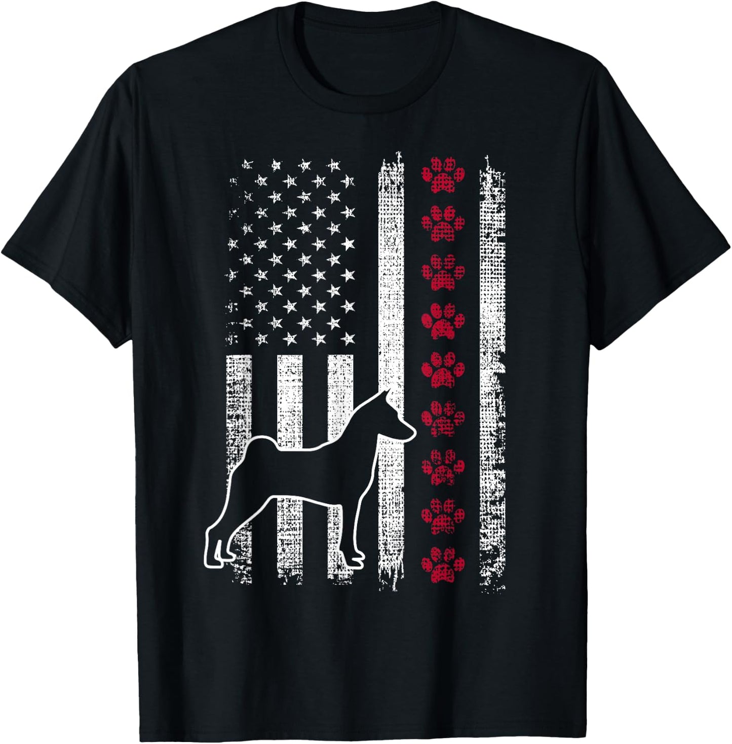 Vintage Retro USA Patriotic American Flag Basenji T-Shirt - T-Shirt | Black