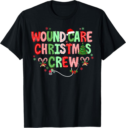 Christmas Wound Care Nurse Crew Wound Nursing NP RN Xmas T-Shirt - T-Shirt | Black