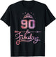 Women 90 Years Old And Fabulous Happy 90th Birthday T-Shirt - T-Shirt | Black