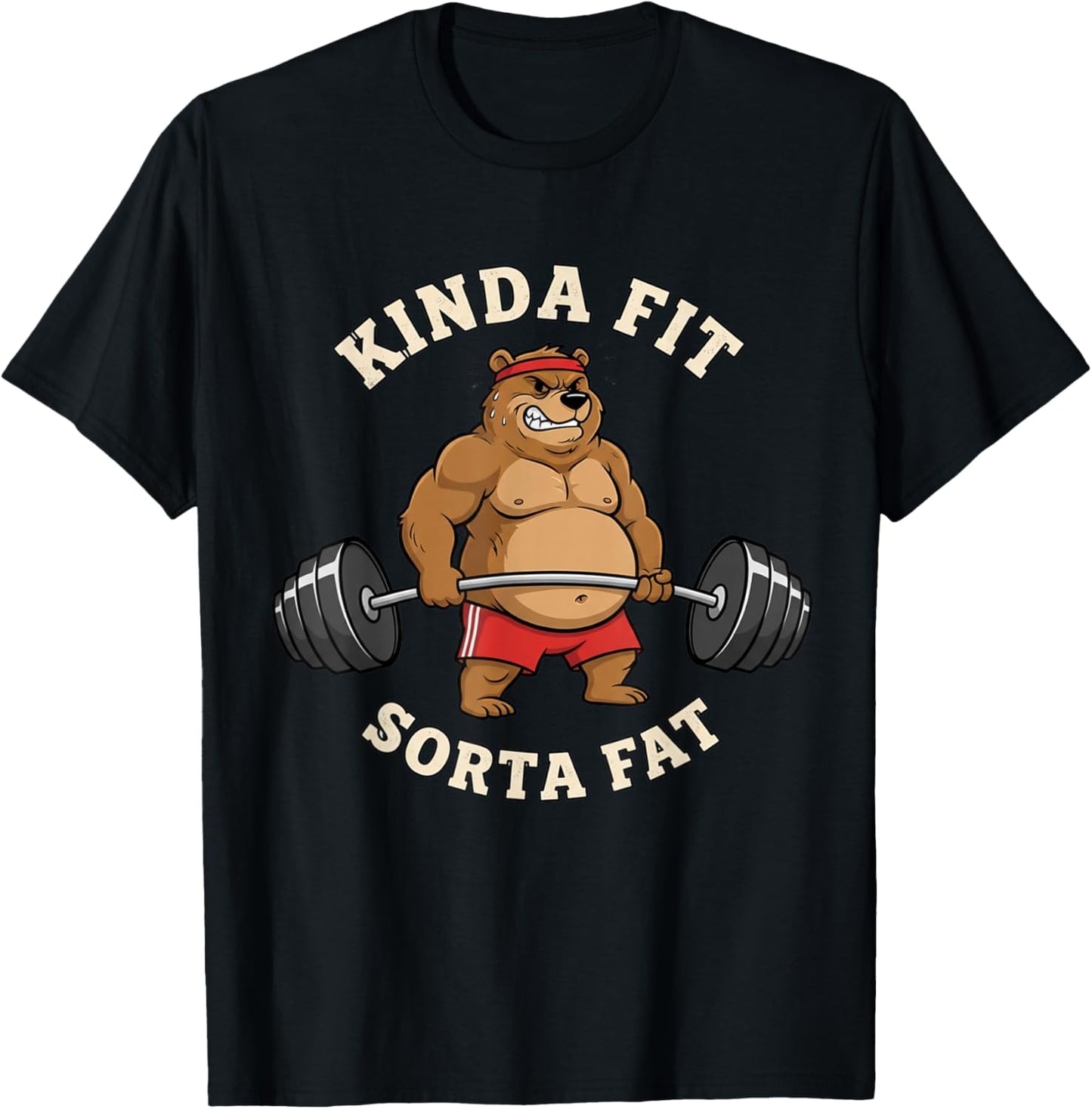 Kinda Fit Sorta Fat Lustiges Gymnastikshirt Papa BOD Bear T-Shirt - T-Shirt | Black