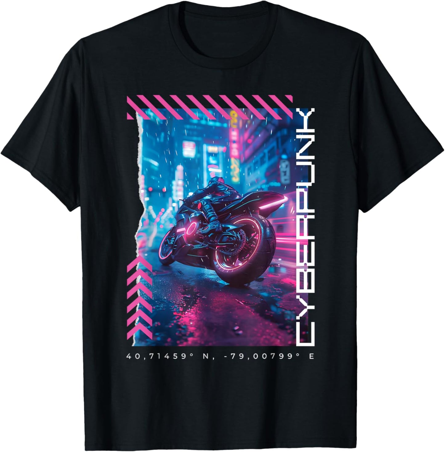Cyberpunk Motorbike | Futuristic Tokyo T-Shirt - T-Shirt | Black