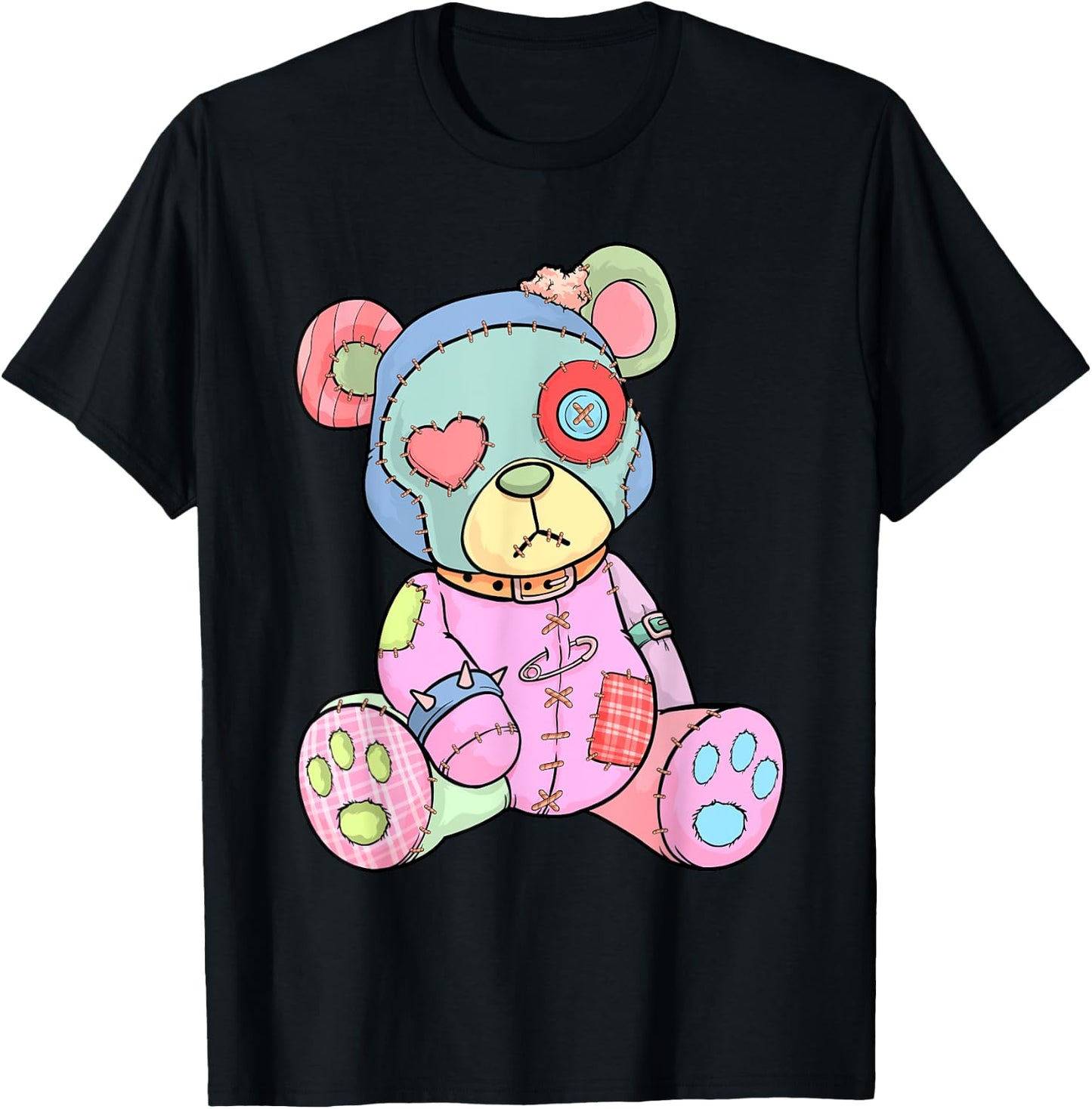 Pastel Goth Teddy Bear Japanese Anime Kawaii Menhera Small T-Shirt - T-Shirt | Black