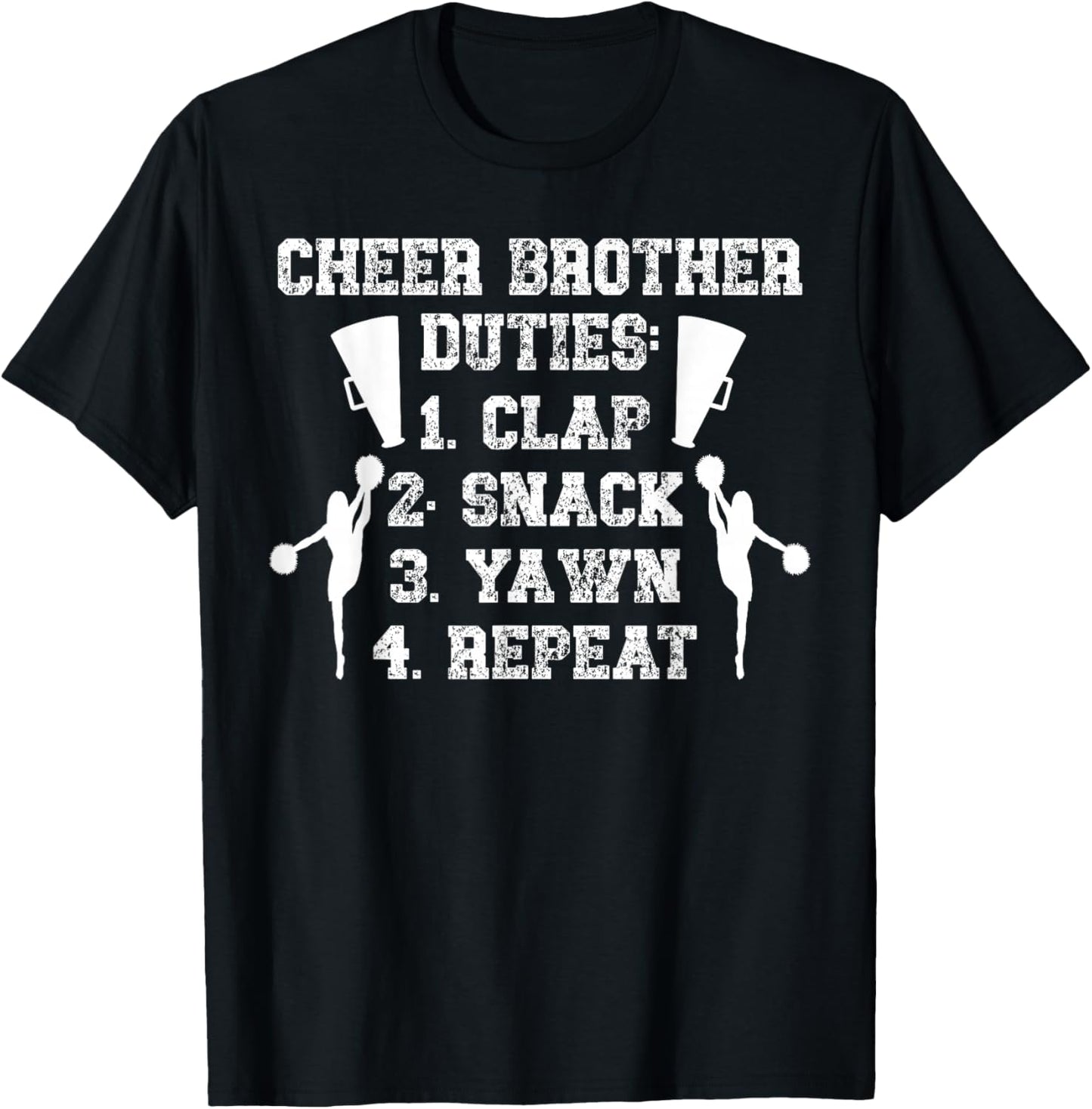 Cheer Brother Duties Cheer Bro Of A Cheerleader Brother T-Shirt - T-Shirt | Black