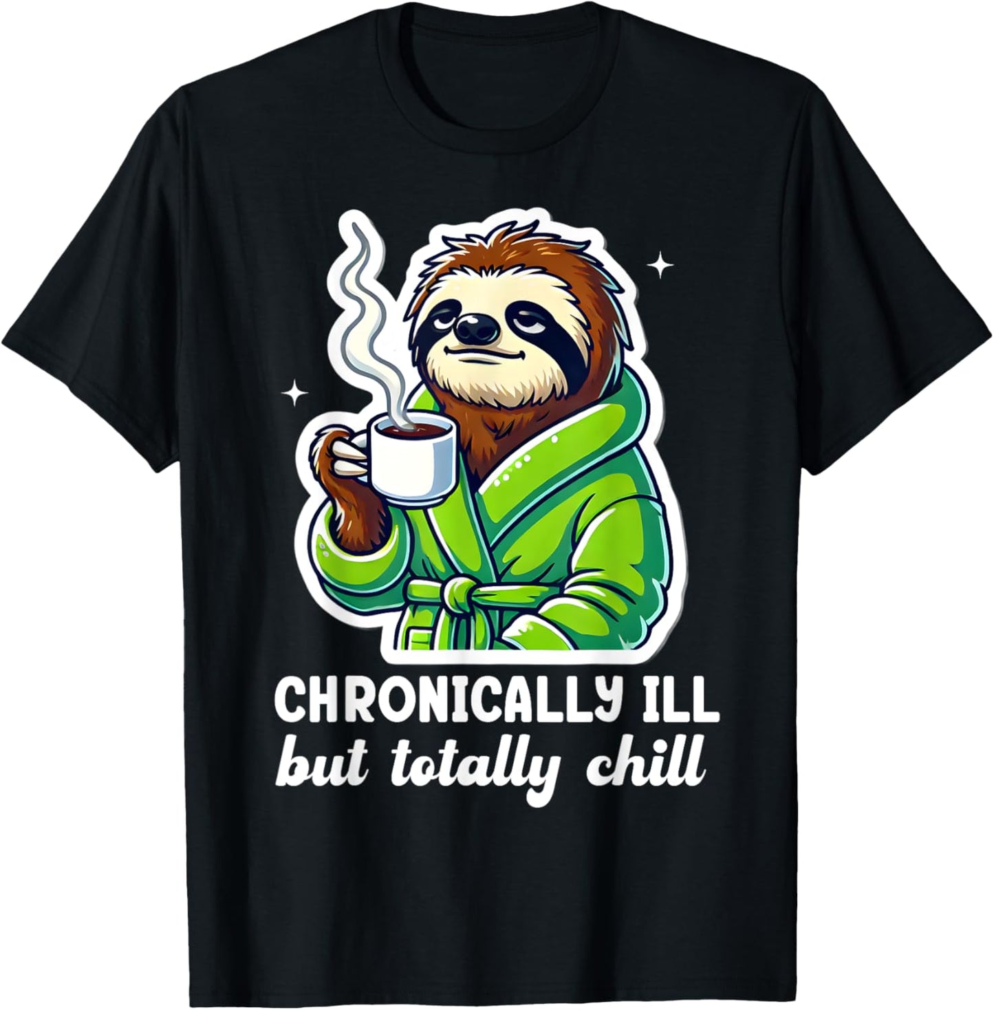 Gastroparesis Sloth Chronic Illness Stomach Chronically Ill T-Shirt - T-Shirt | Black