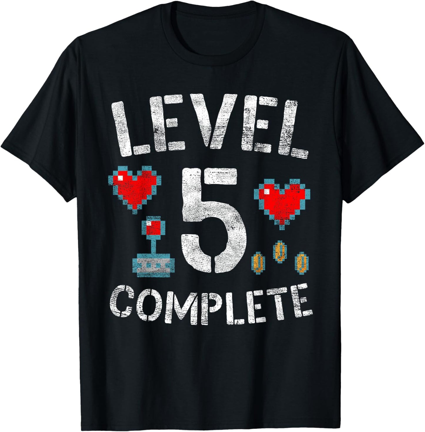 Level 5 Complete 5th Wedding Anniversary Video Gamer T-Shirt - T-Shirt | Black