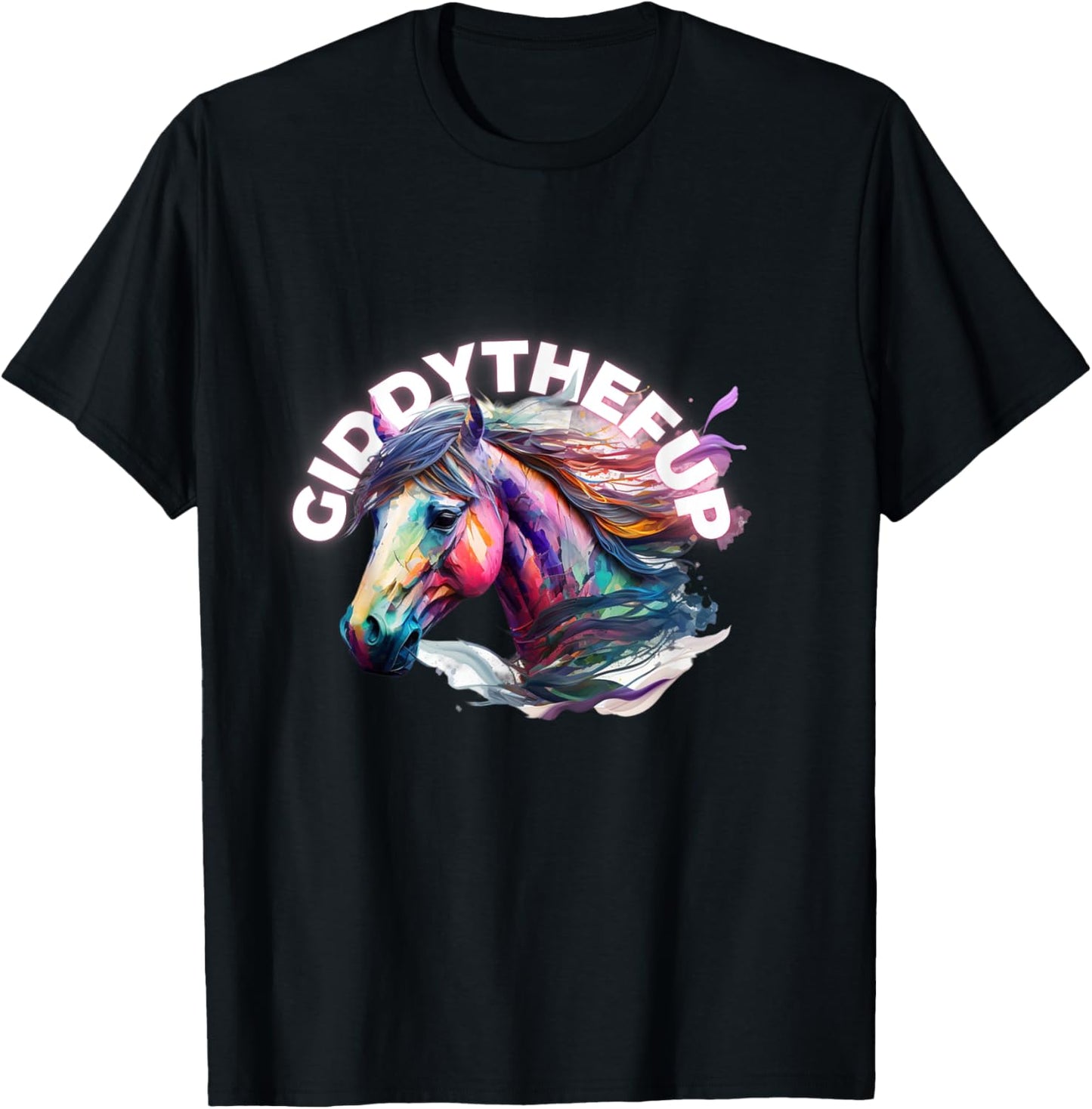 Funny Race Horse Giddy the F Up T-Shirt - T-Shirt | Black