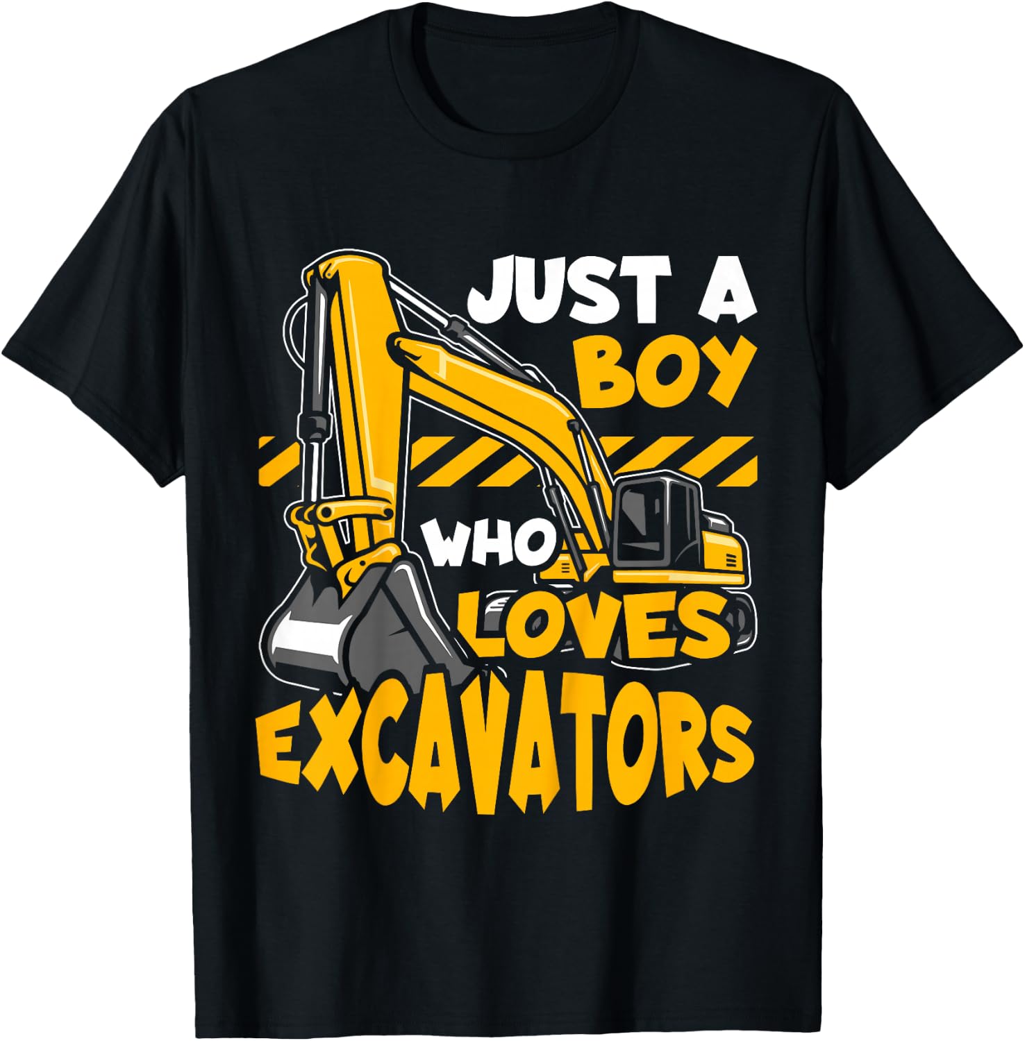 Kids Construction Vehicle Just A Boy Who Loves Excavators T-Shirt - T-Shirt | Black