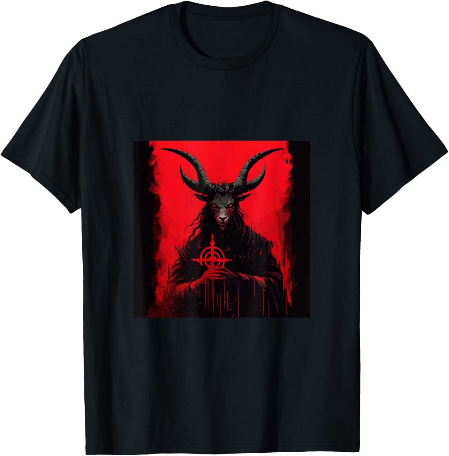 Goat AntiChrist Satanism Devil Seal Goth Occult Satan T-Shirt - T-Shirt | Black