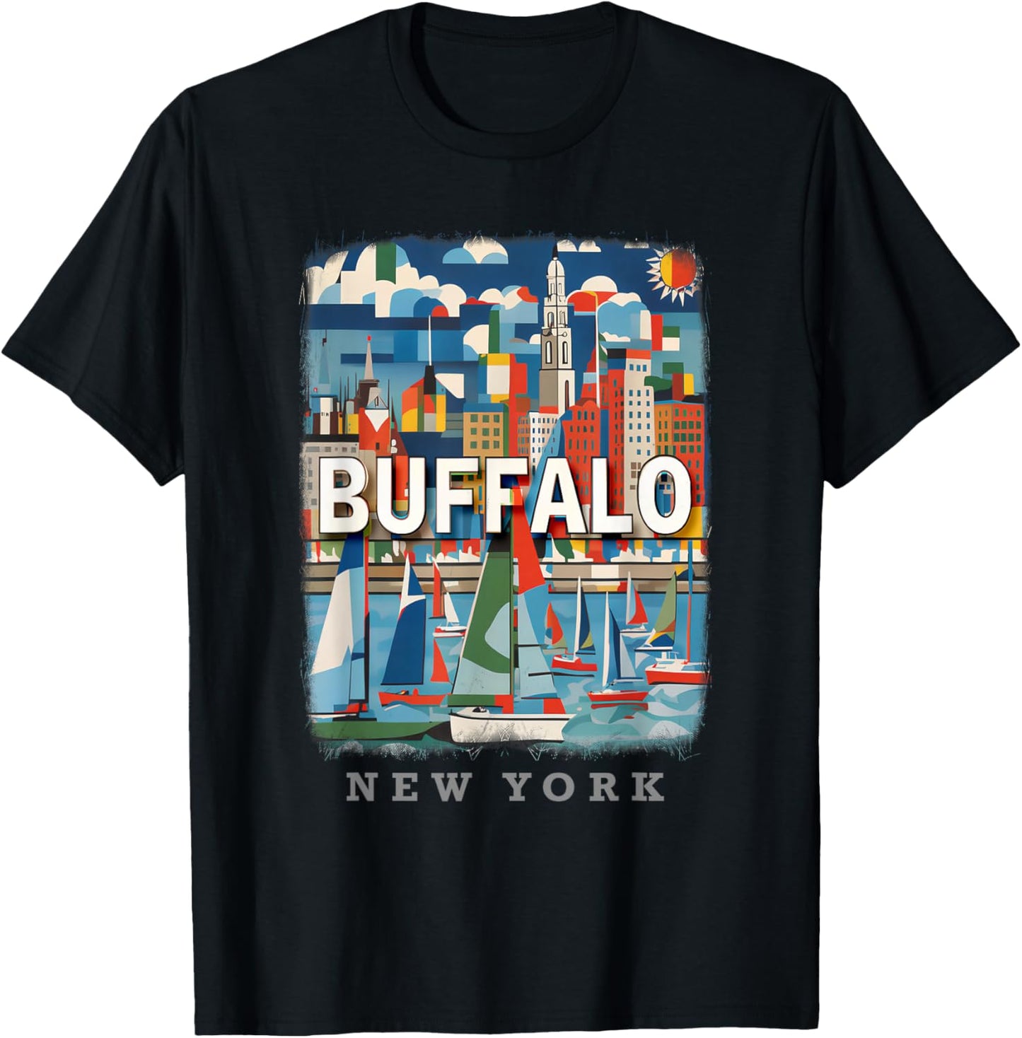 Buffalo New York NY Waterfront Wonder SD391 T-Shirt - T-Shirt | Black