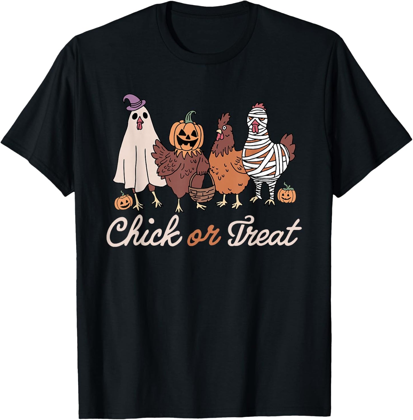 Chick Or Treat Halloween Witch Spooky Chicken T-Shirt - T-Shirt | Black