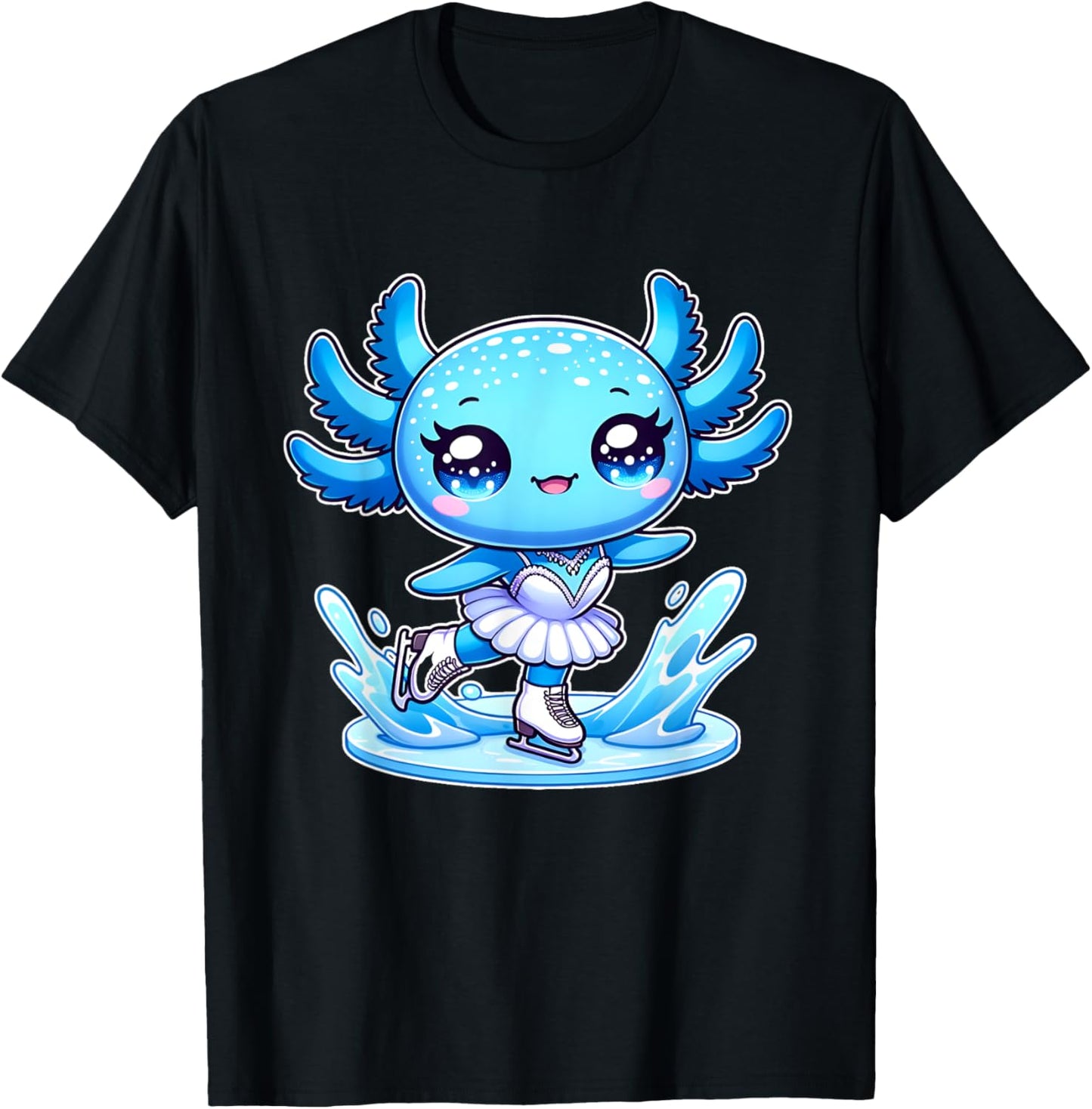 Funny ice skater Funny Axolotl Ice Skating T-Shirt - T-Shirt | Black
