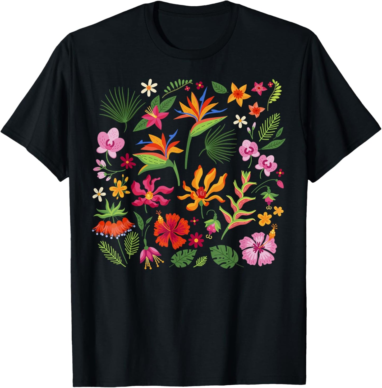 Hawaii Tropical Island Hawaiian Flowers Aloha State T-Shirt - T-Shirt | Black