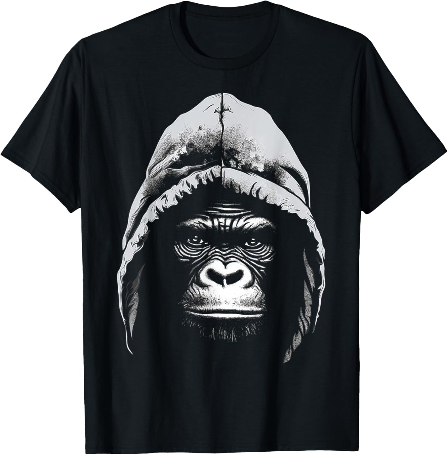 Gorilla Drawing Animal Art Motif Goriila T-Shirt - T-Shirt | Black