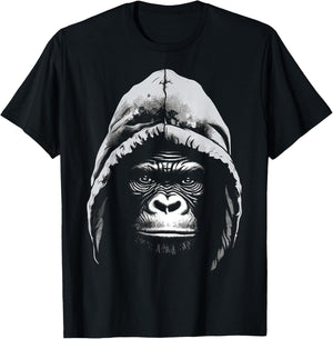 Gorilla Drawing Animal Art Motif Goriila T-Shirt - T-Shirt | Black