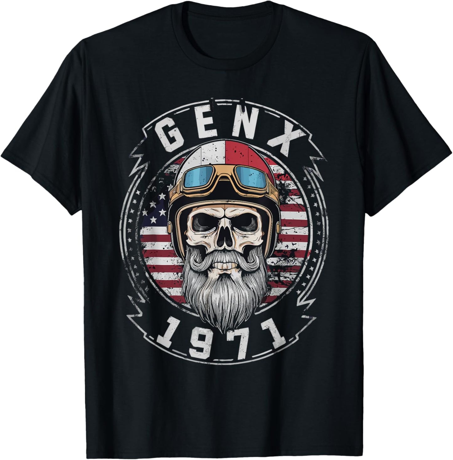 GenX 1971 Birthday FAFO Motorcycle Skull Motorcycle T-Shirt - T-Shirt | Black