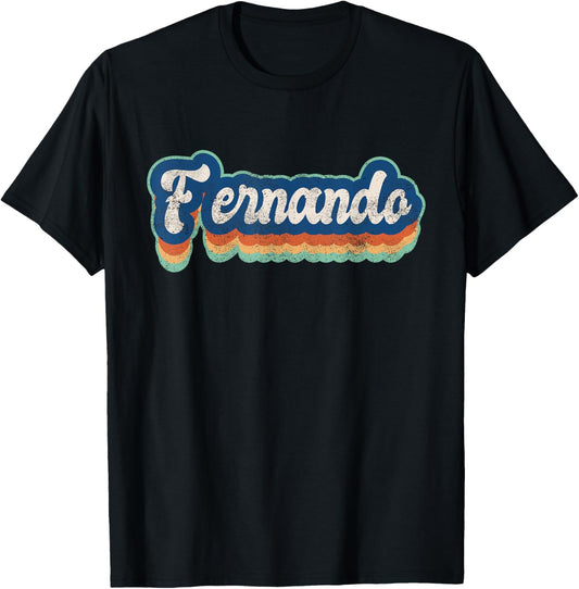 Fernando First Name Boy Vintage Style 70s 80s Personalized T-Shirt - T-Shirt | Black