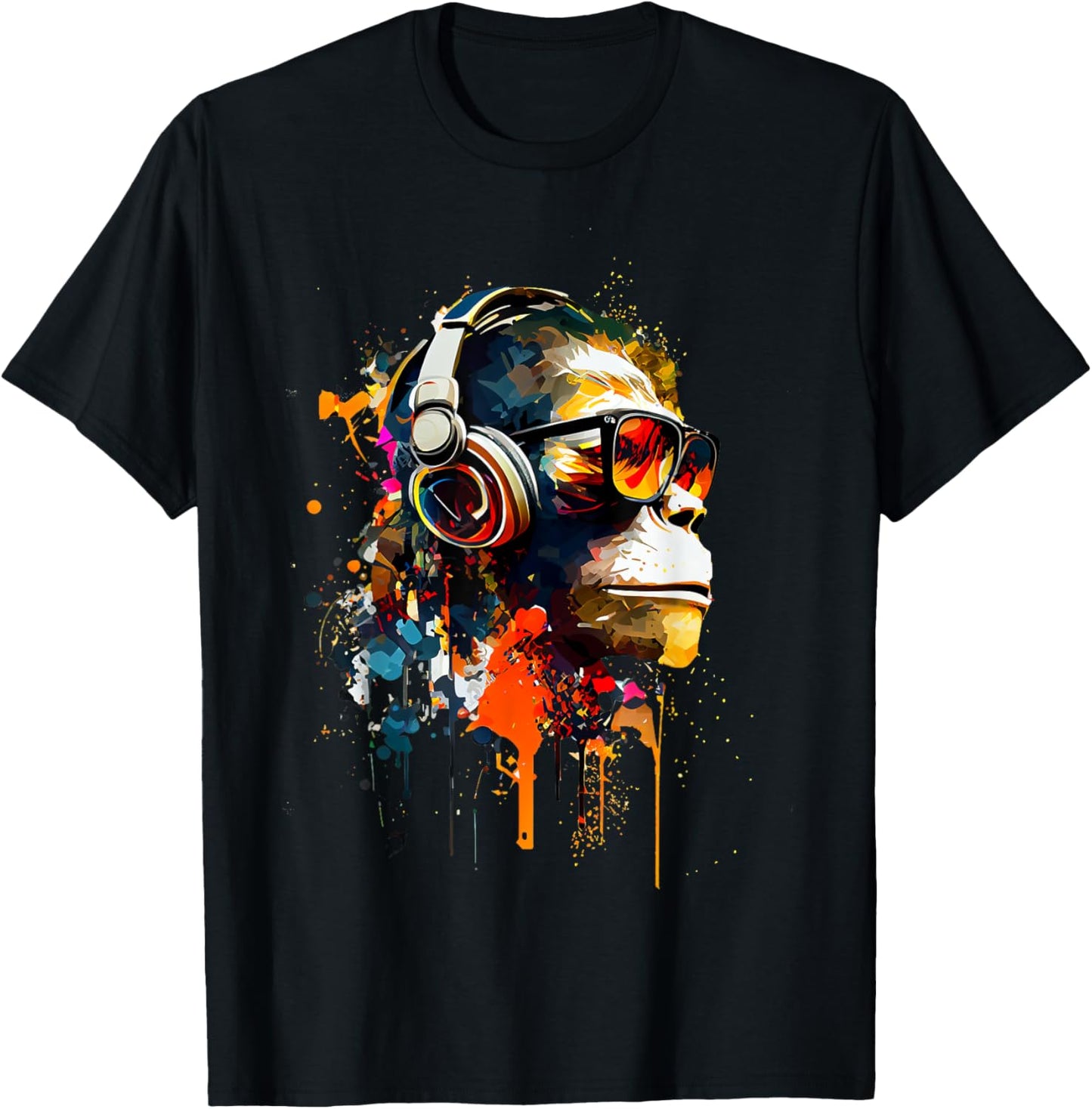 Monkey Safari - Black, Small, , Short Sleeve, Graphic, Modern, Casual, Music Theme T-Shirt - T-Shirt | Black