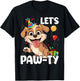 Let's Paw-ty Love Dogs Mom Birthday Dog Bday Boy Girl Pawty T-Shirt - T-Shirt | Black