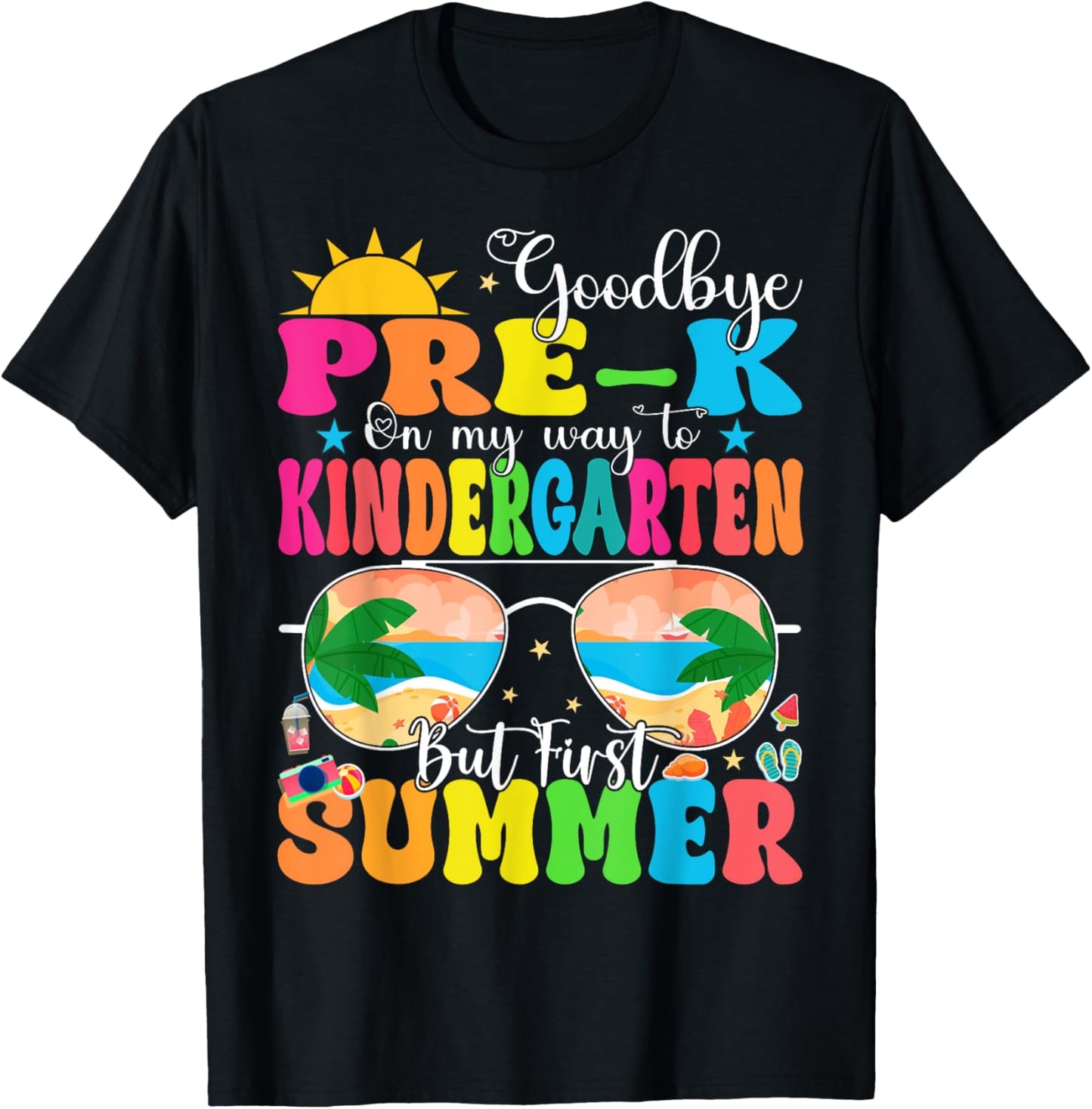 Goodbye Pre-K Graduation To Kindergarten Hello Summer T-Shirt - T-Shirt | Black