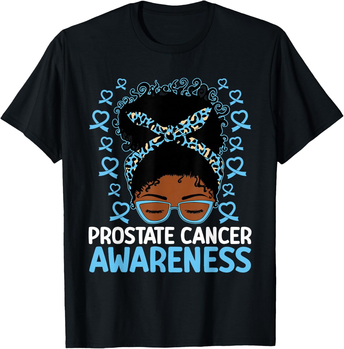 Prostate Cancer Awareness African American Messy Bun T-Shirt - T-Shirt | Black