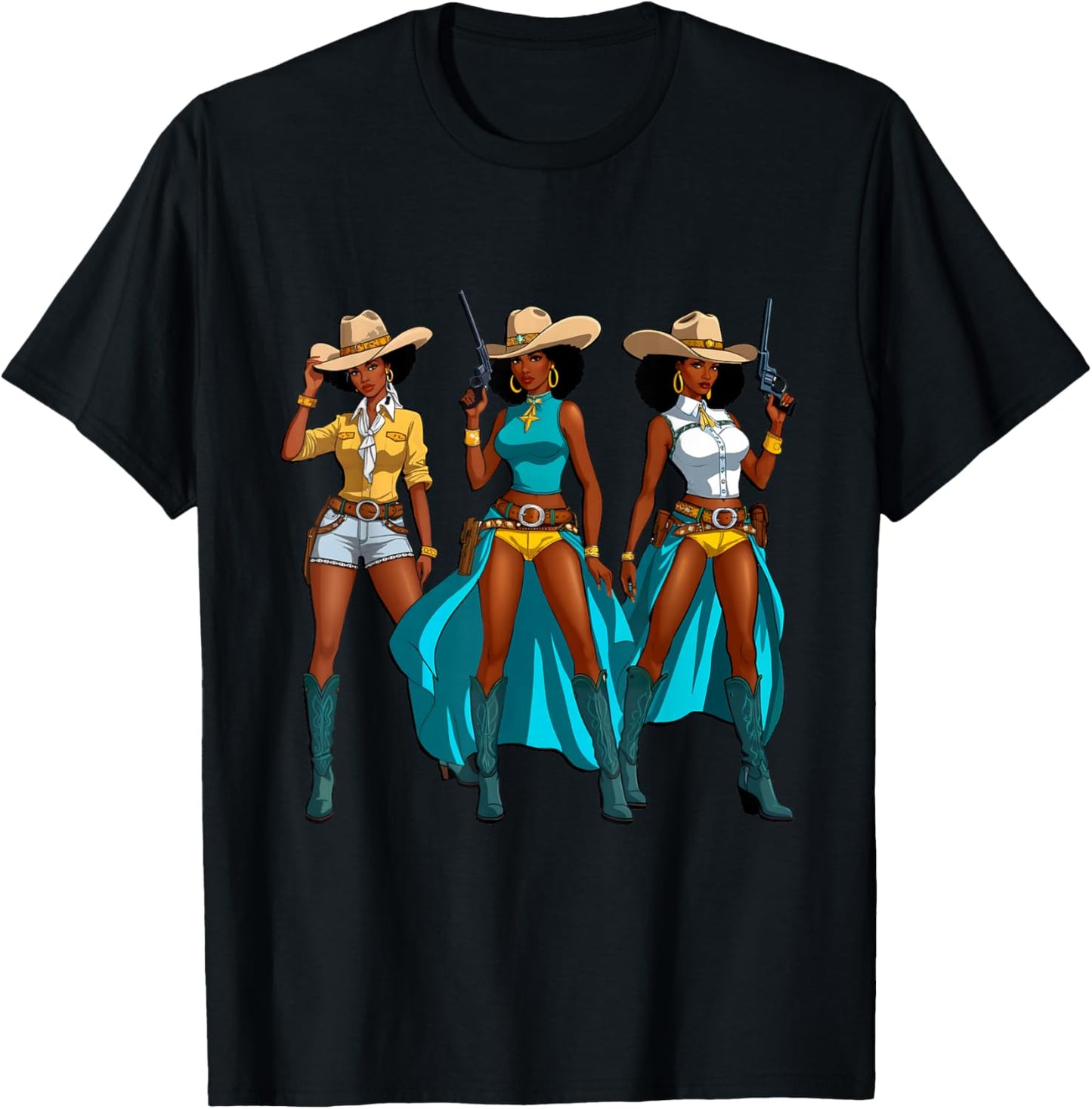 Cowgirl Western Rodeo Black Girls Juneteenth Melanin Women T-Shirt - T-Shirt | Black