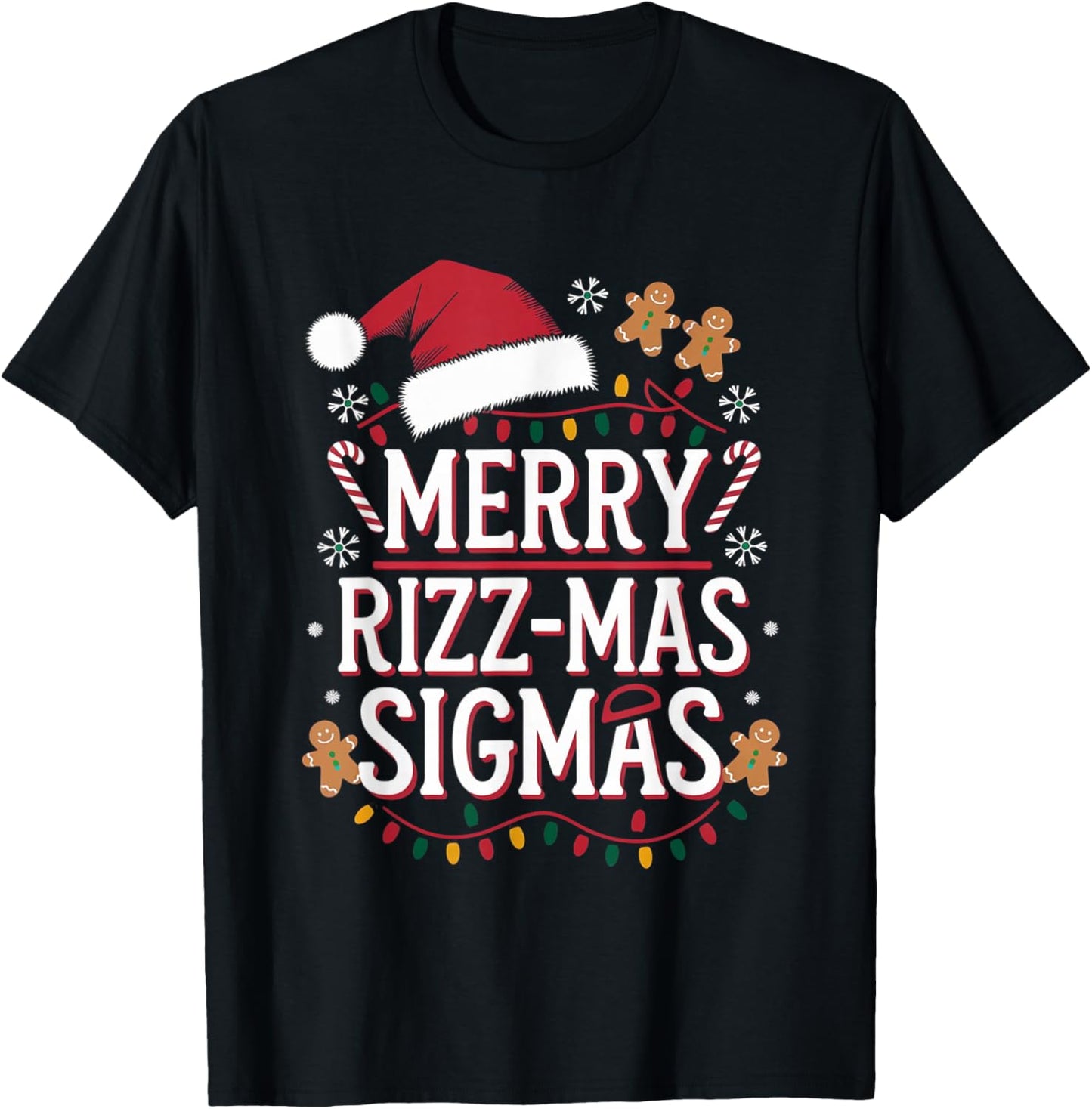 Merry Rizz Mas Sigmas Funny Gen Alpha Christmas Cool Santa T-Shirt - T-Shirt | Black