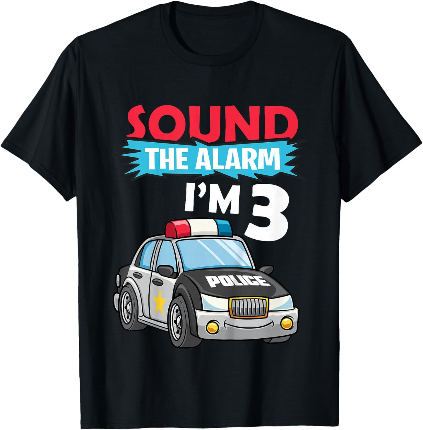 Kids Birthday Boy Shirt 3 Years Old Police Car Policeman Cop T-Shirt - T-Shirt | Black