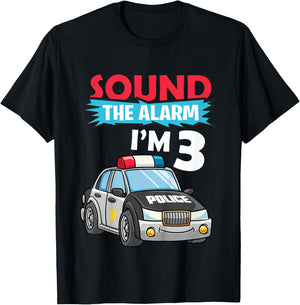 Kids Birthday Boy Shirt 3 Years Old Police Car Policeman Cop T-Shirt - T-Shirt | Black