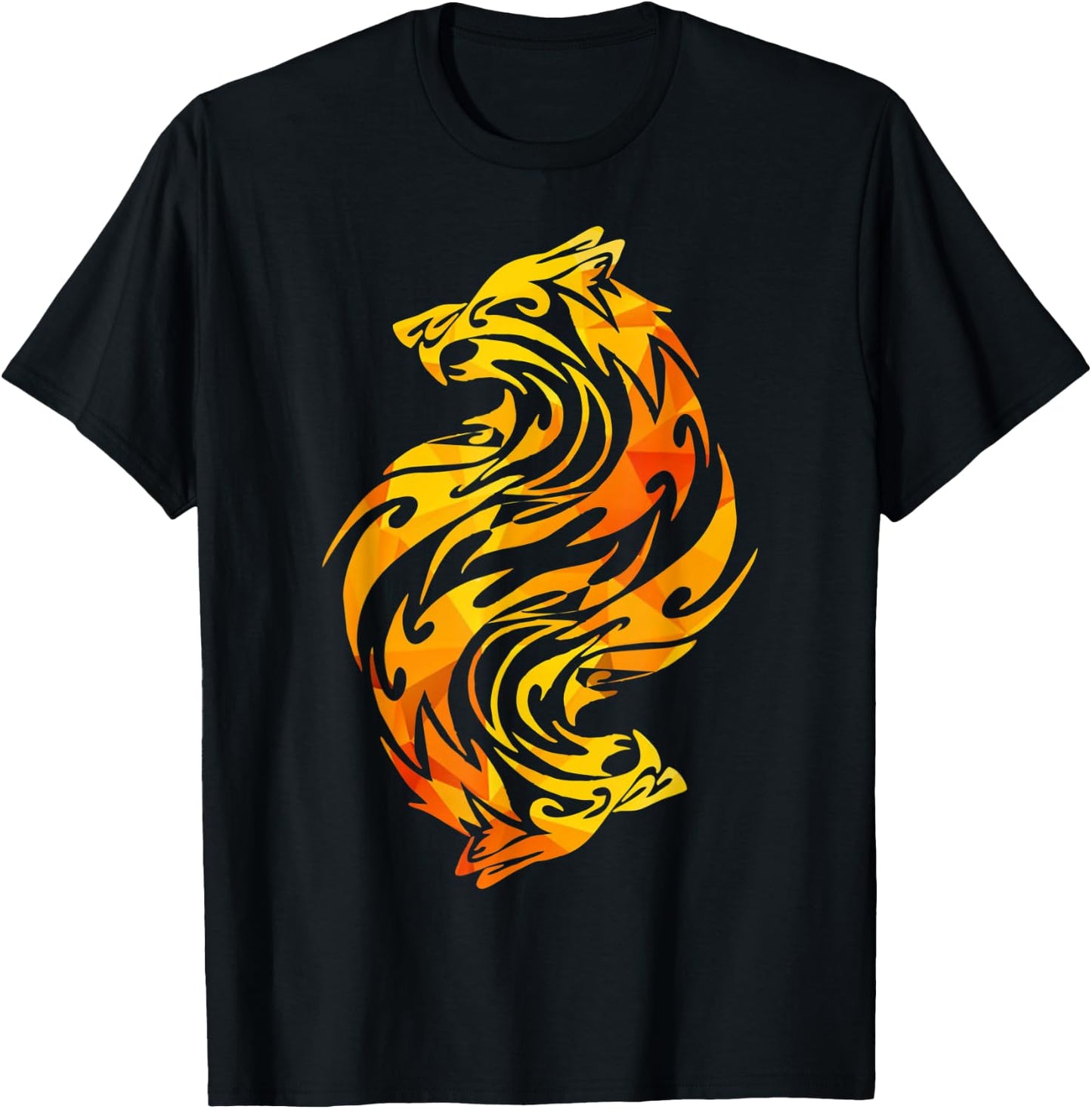 Wolf, Animal, Flames, Moon, Howl, Wolves, Hunt, Graphic,Gift T-Shirt - T-Shirt | Black