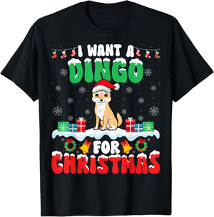 I Want A Dingo for Christmas - Dingo Dog Lover Santa Xmas T-Shirt - T-Shirt | Black