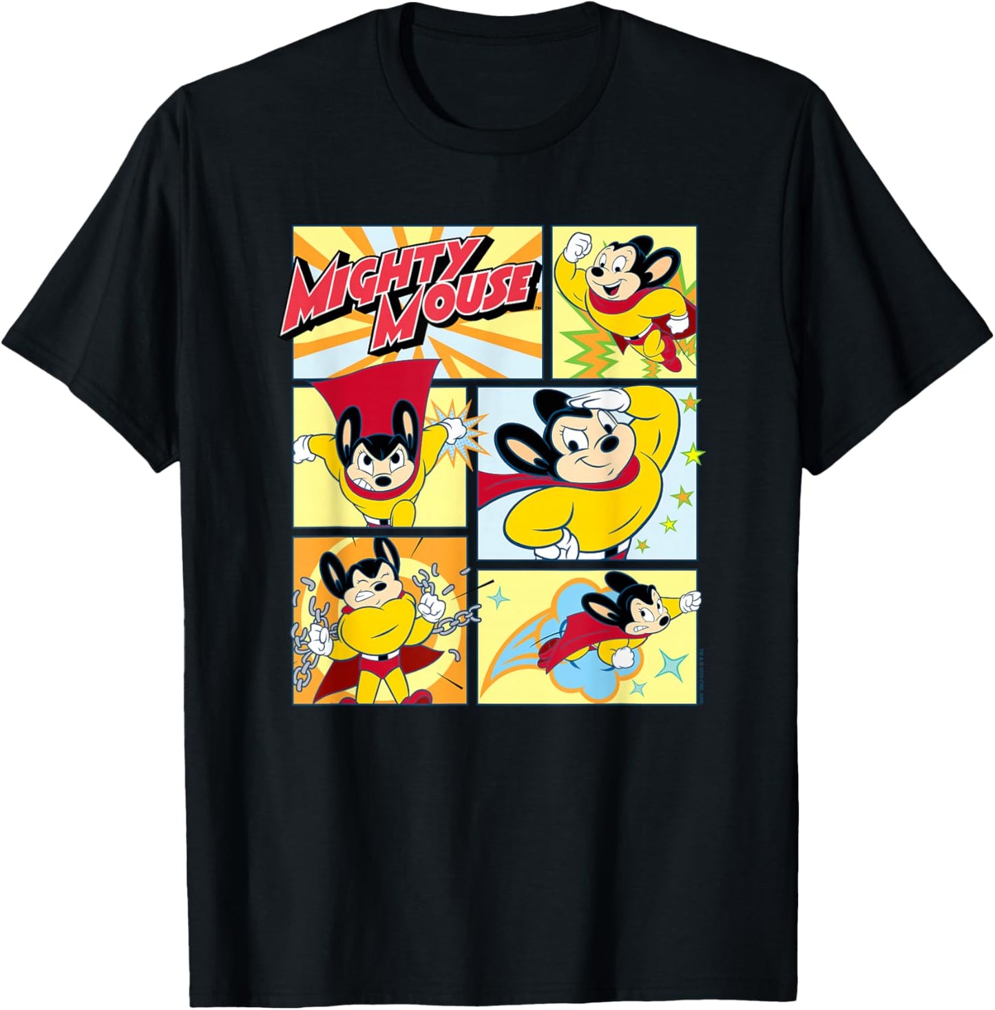 Mighty Mouse - Mighty Mouse Grid T-Shirt - T-Shirt | Black