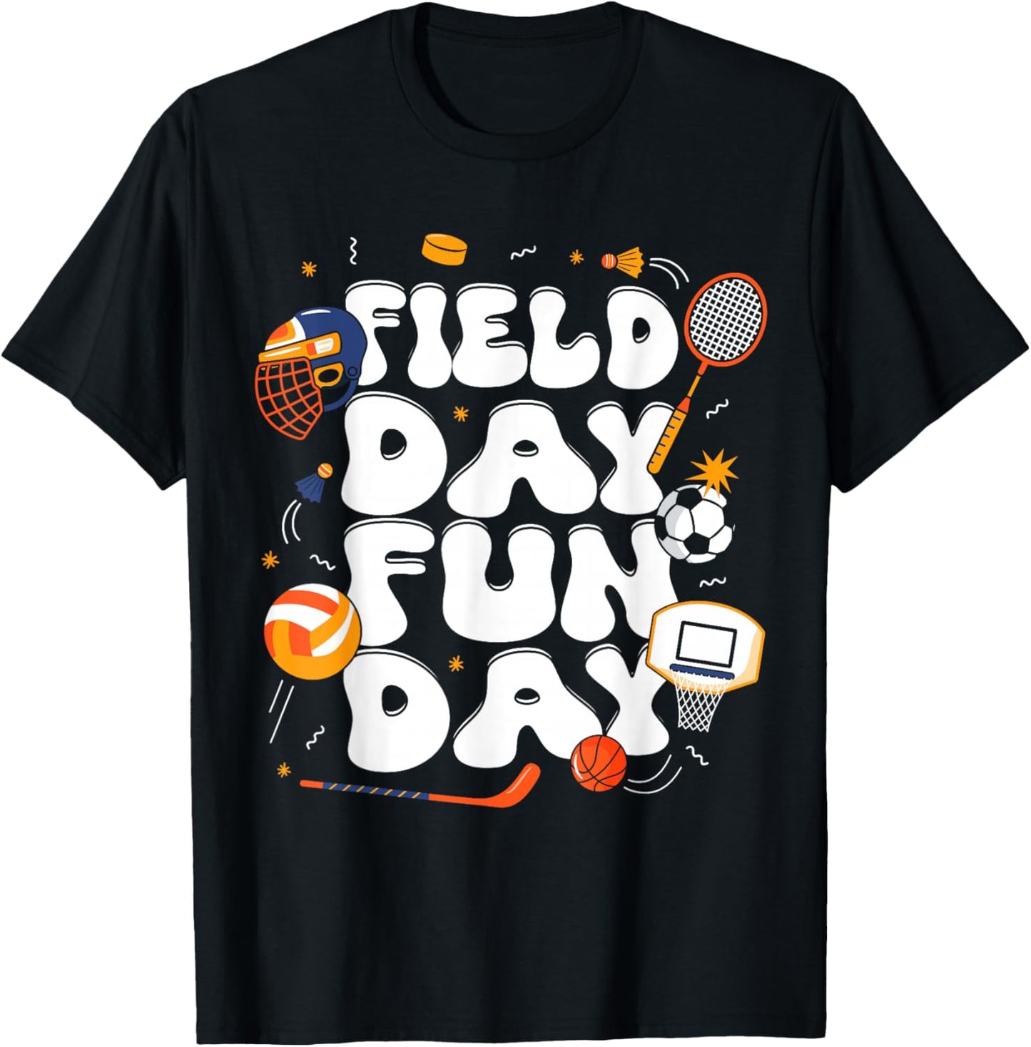 Groovy Field Day Sport Teacher T-Shirt - T-Shirt | Black