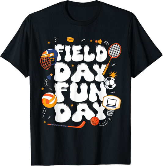 Groovy Field Day Sport Teacher T-Shirt - T-Shirt | Black