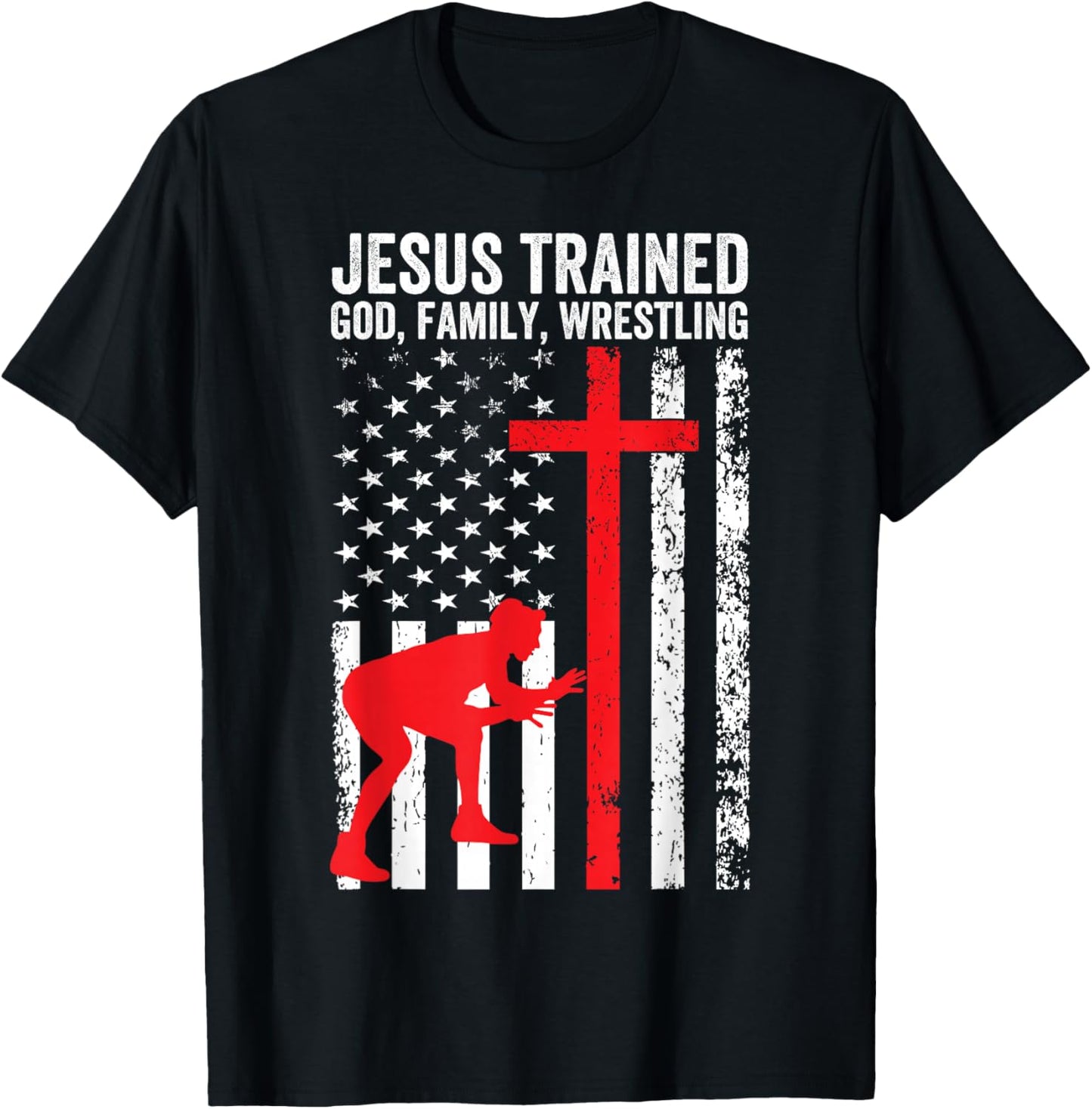 Jesus Trained, Christian Wrestler, Wrestling T-Shirt - T-Shirt | Black