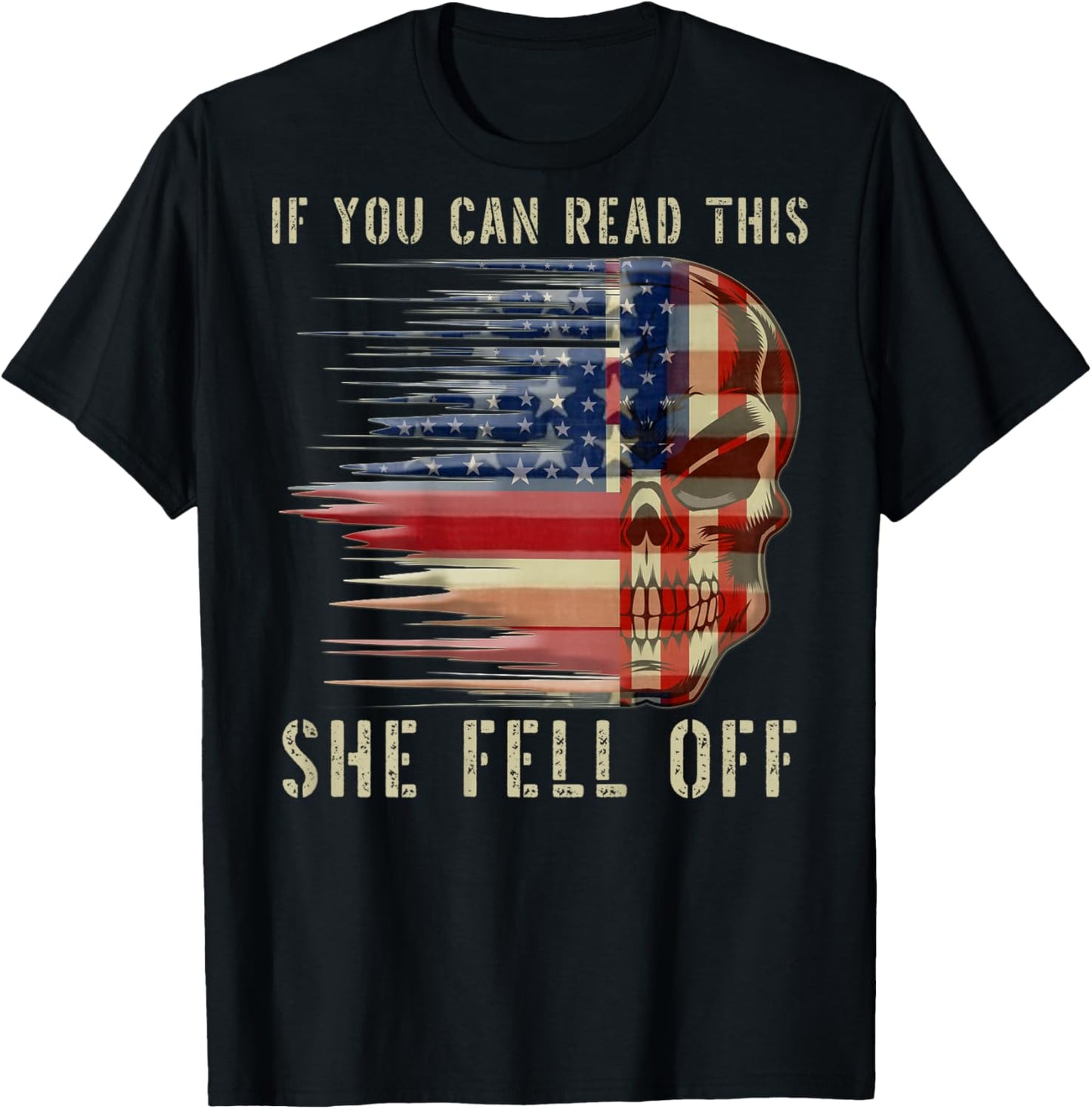 Funny If You Can Read This She Fell Off Biker Motorcycle T-Shirt - T-Shirt | Black