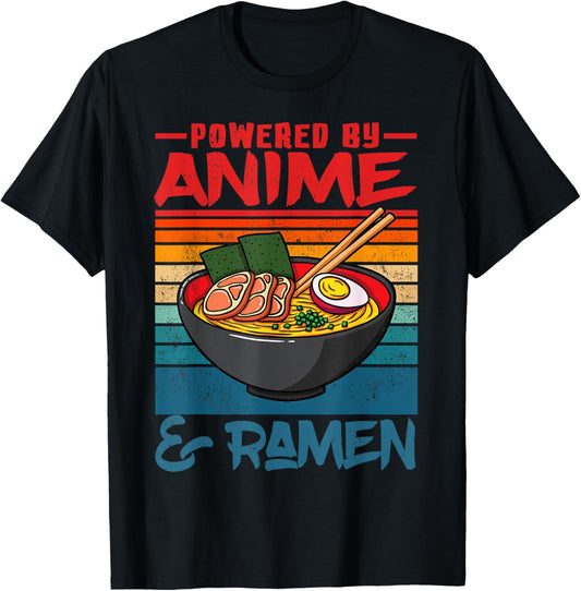 Powered by Anime & Ramen Love Anime Noodles Women Kids T-Shirt - T-Shirt | Black